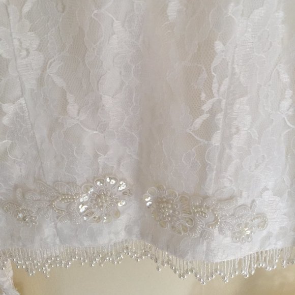 Lilia Smitty Vintage White Lace Beaded Sequin Top Size 3/4 - Picture 9 of 9